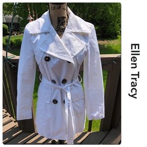Ellen Tracy White Double Breasted Trench Coat